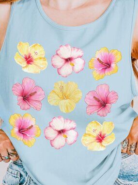 Watercolor Hibiscus Shirt – Tropical Hawaiian Floral Vacation Top